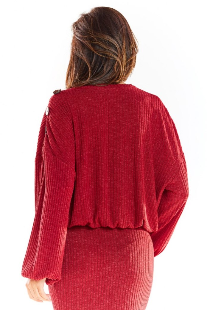 Sweter Damski Oversize Z Wiskozy Z Kimonowymi Rękawami - bordowy